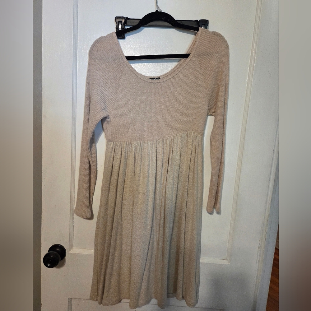 Zunie Beige Knit Kids Dress